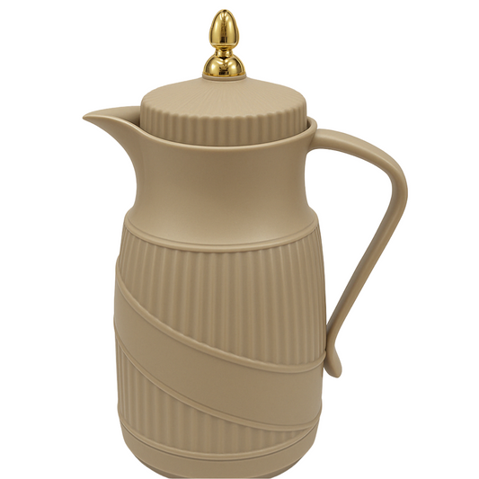 Classic Beige Thermos with Gold Top – 1L