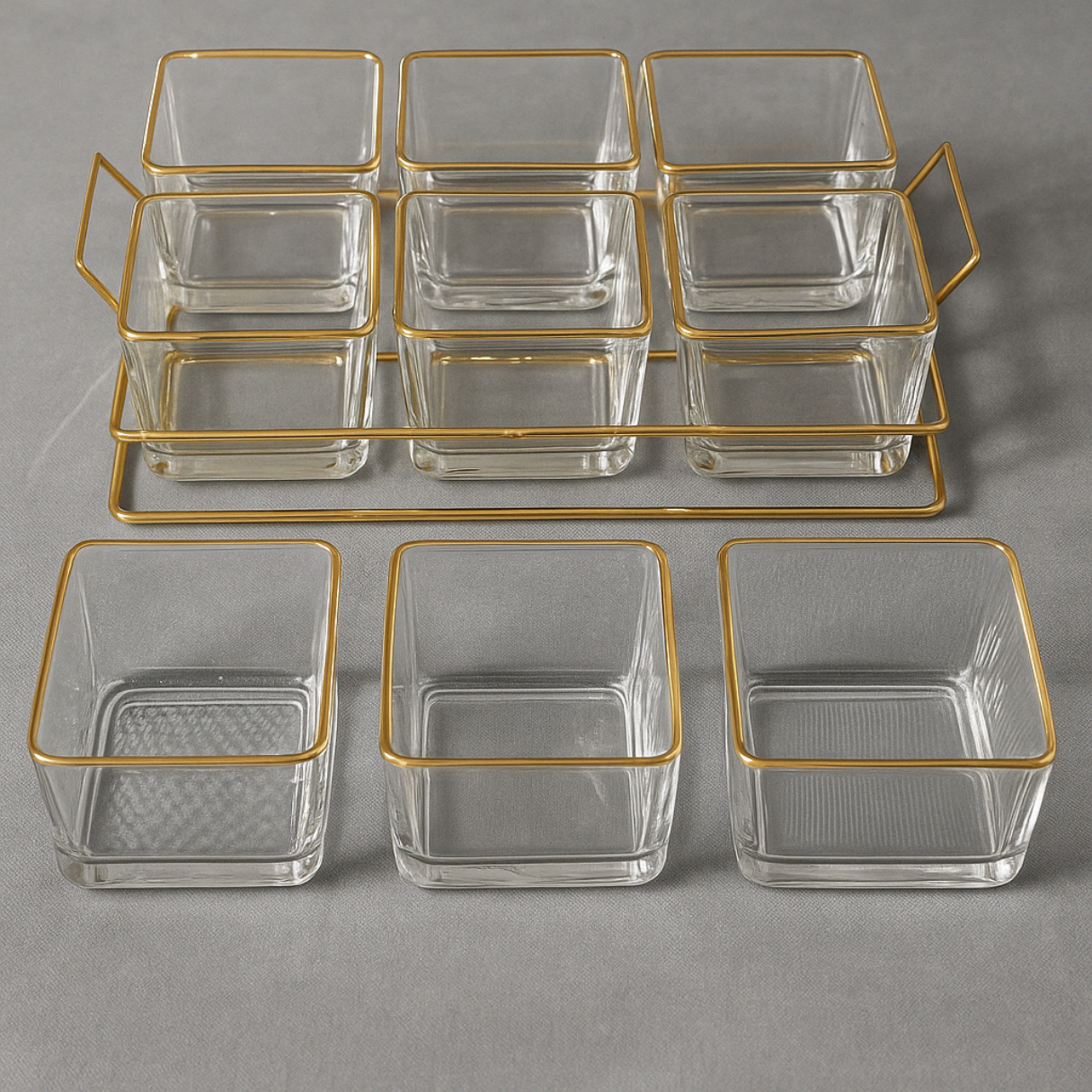 6-Piece Square Glass Spice Jar Set with Golden Frame