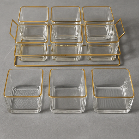 6-Piece Square Glass Spice Jar Set with Golden Frame