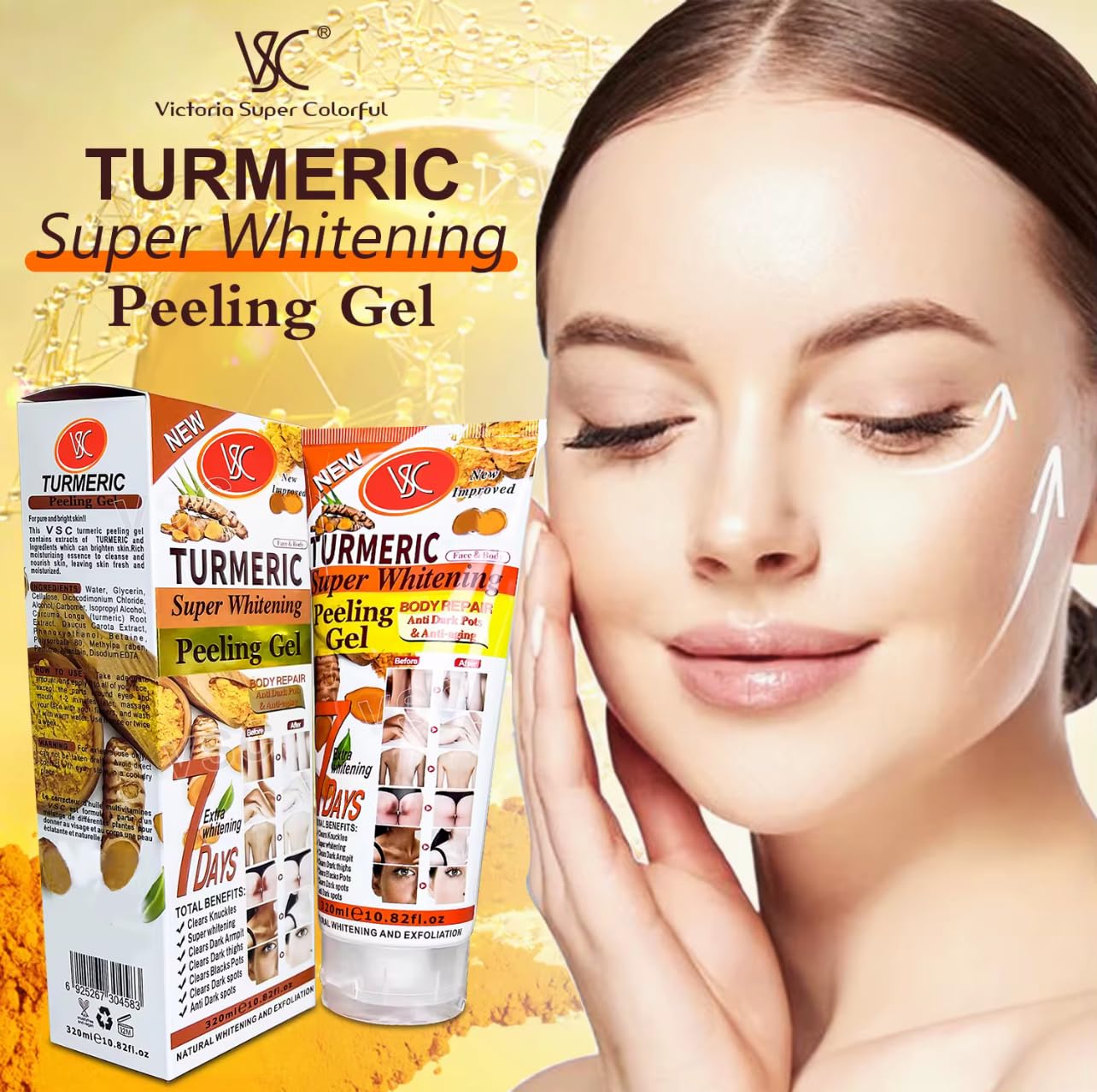 Turmeric Peeling Gel, 7 Days Body Repair, Natural Exfoliation, 320ml/10.82fl.oz