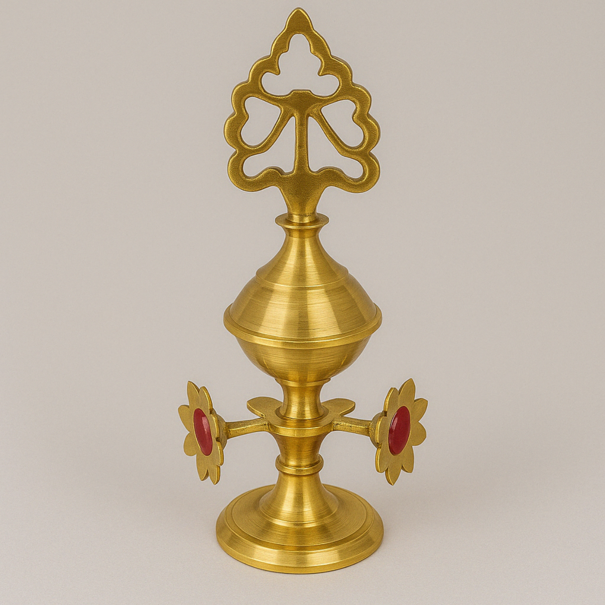 Kohl Makhalah – Traditional Brass Mabkhara with Red Gem Accents